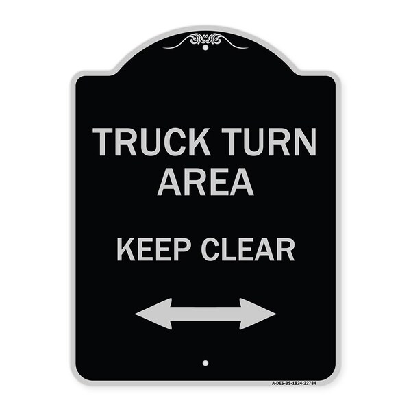 Truck Turn Area Keep Clear W/ Bidirectional Arrow Heavy-Gauge Alum Sign, 24" x 18", BS-1824-22784